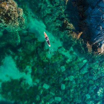 Aerial view of paddleboarders