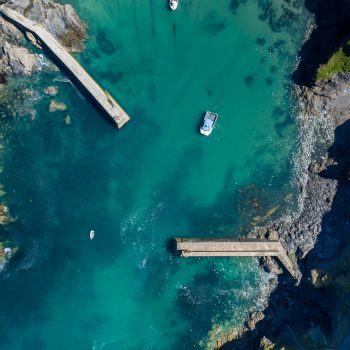 Aerial view of Port Isaac harbour