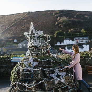 Lobster pot Christmas tree at Port Isaac