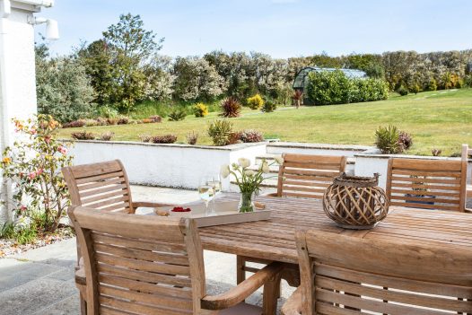 View overlooking the garden from the terrace at Gwel Mor
