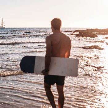 Bellyboarder on Polzeath Beach