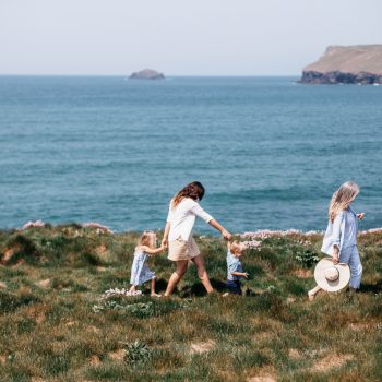 Family on the South West Coast Path near Polzeath