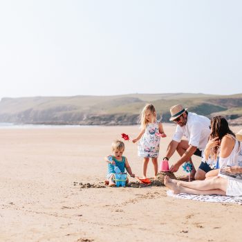 Family on Polzeath Beach