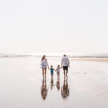Family on Polzeath Beach